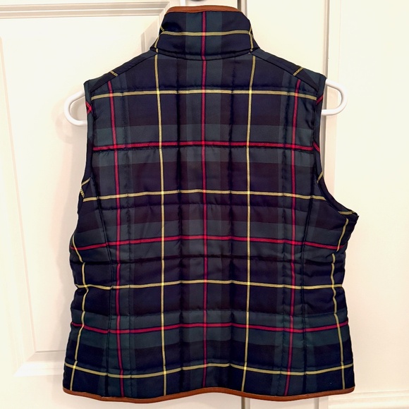 Lauren Navy and Dark Green Plaid Quilted Vest - Size Petite Med - Perfect Cond - Picture 2 of 2